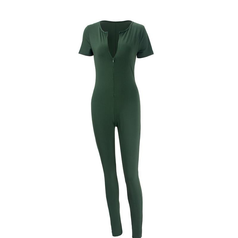 Womens Long Green Jumpsuit Bust Deep V Neck rompers women Bodycon jumpsuit