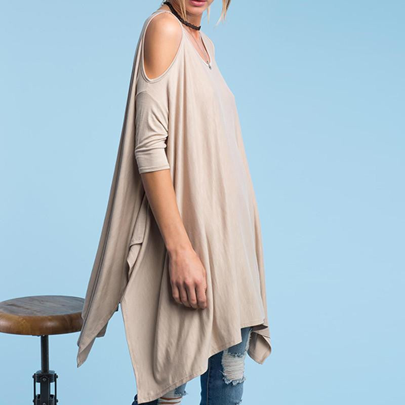 Women Fashion Off Shoulder Casual Loose Street Style Batwing Sleeve Slim