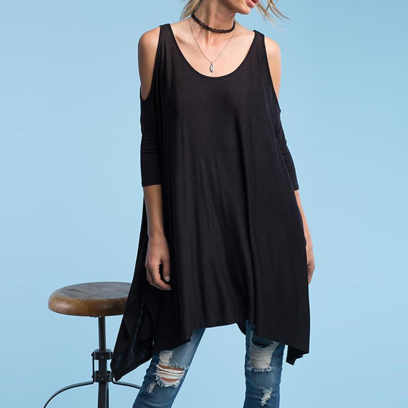 Women Fashion Off Shoulder Casual Loose Street Style Batwing Sleeve Slim