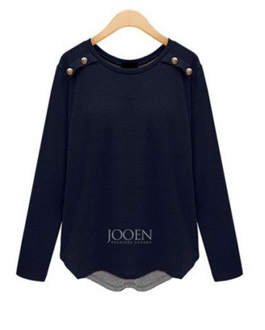 Online discount shop Australia - Fashion Women's T-shirt asymmetrical hem long-sleeved