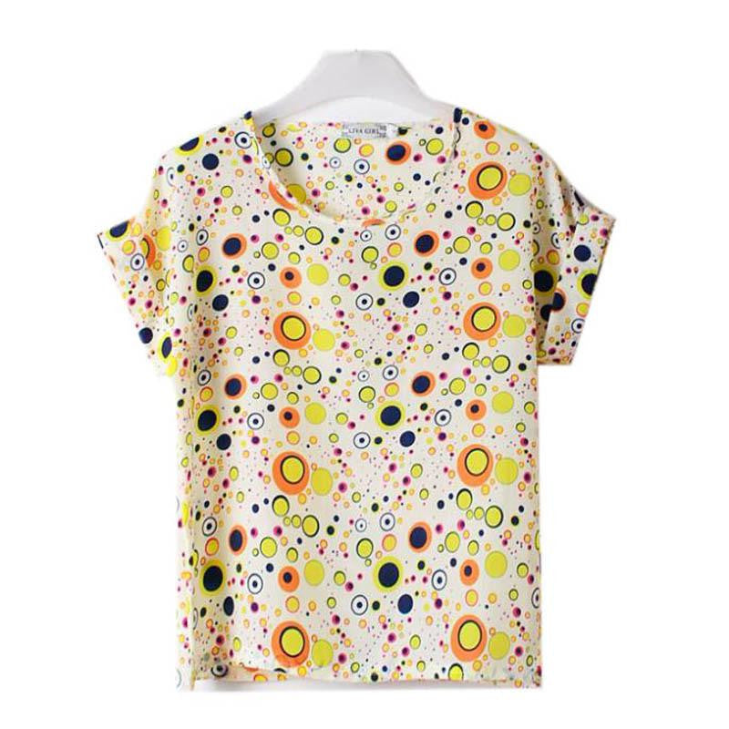 Women Chiffon Loose Short Sleeve T Shirts Tops Striped Heart Lip