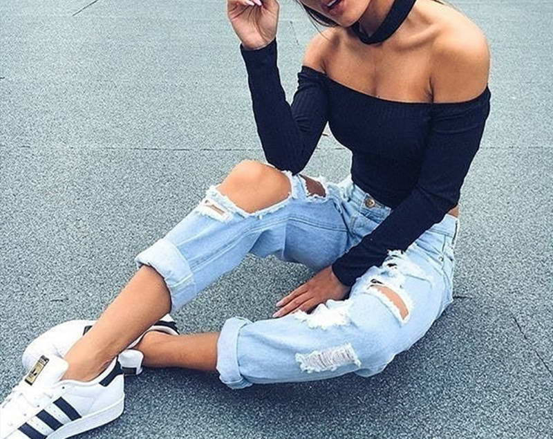 off shoulder crop top t shirts long sleeve solid short t-shirts for women clothing fashion slim t-shirt