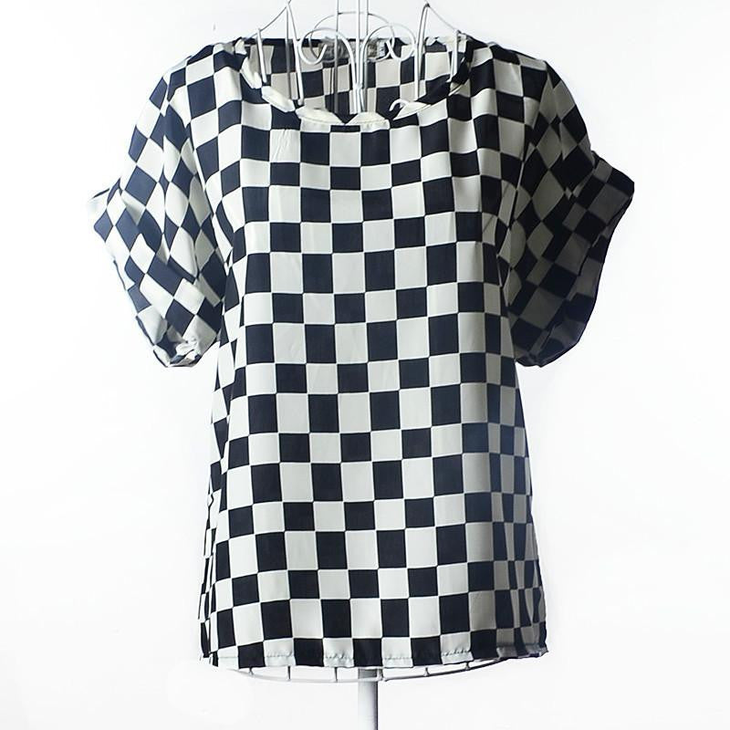 Womens Bird Print Heart Design Geometric Polka Dot Cute Loose Chiffon Short Sleeve Top