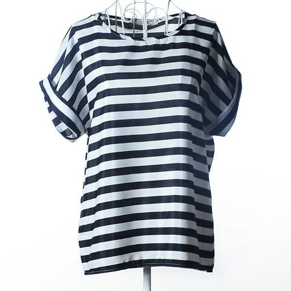Womens Bird Print Heart Design Geometric Polka Dot Cute Loose Chiffon Short Sleeve Top