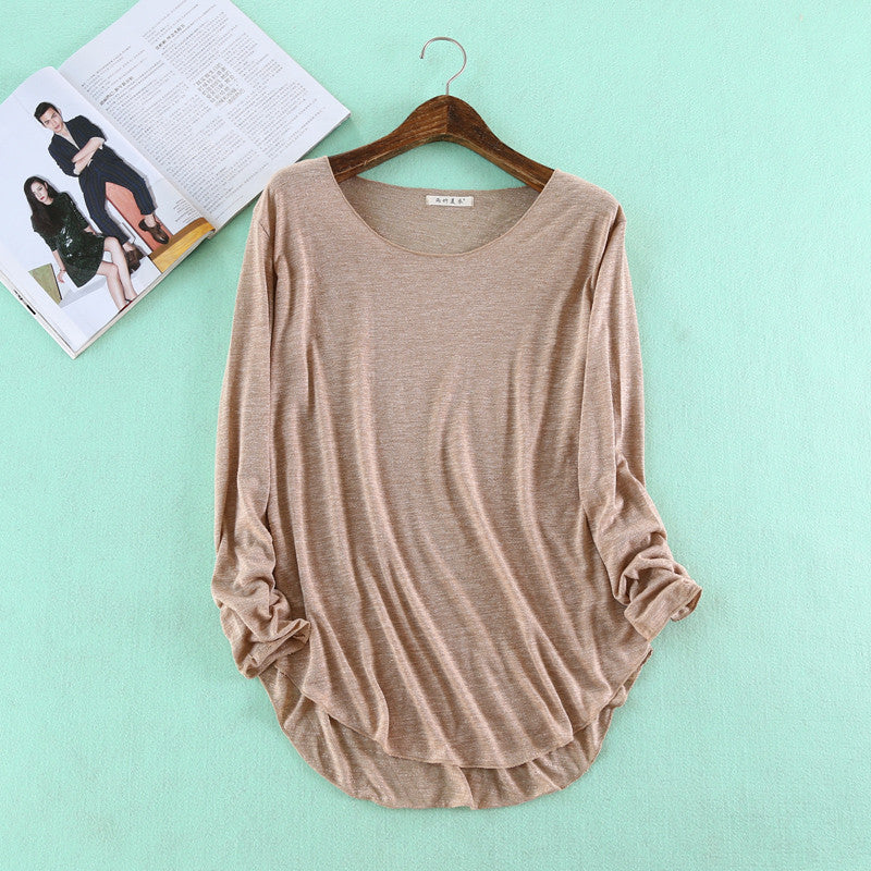 Online discount shop Australia - Fitness New Long Sleeve T Shirt Plus Size Loose Model Women T-shirt Cotton O-neck Slim Fashion Woman Clothes