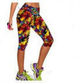 Online discount shop Australia - Floral Printing Capris Leggings Lady's Casual Stretched Pants Elastic Cropped Leggings RL156