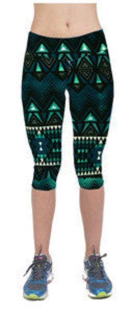 Online discount shop Australia - Floral Printing Capris Leggings Lady's Casual Stretched Pants Elastic Cropped Leggings RL156