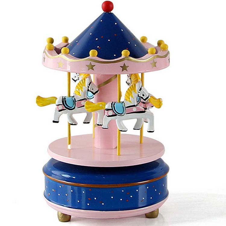 Wooden Merry-Go-Round Carousel Music Box For Kids Wedding Gift Toy