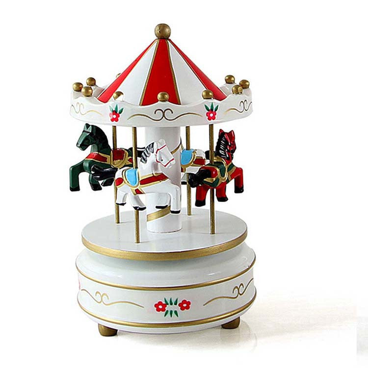 Wooden Merry-Go-Round Carousel Music Box For Kids Wedding Gift Toy