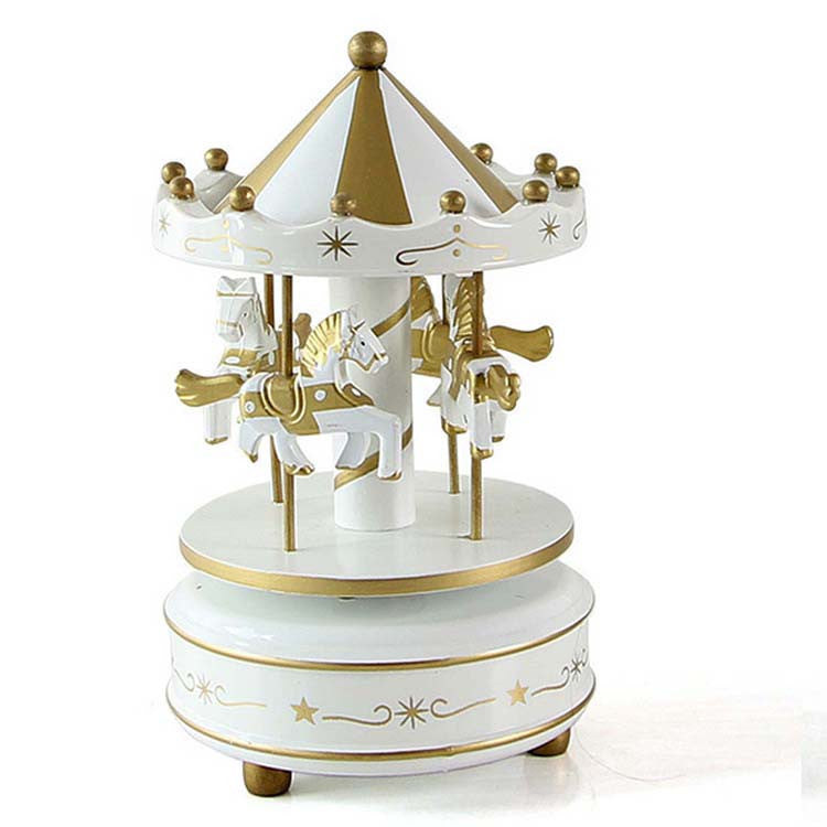 Wooden Merry-Go-Round Carousel Music Box For Kids Wedding Gift Toy