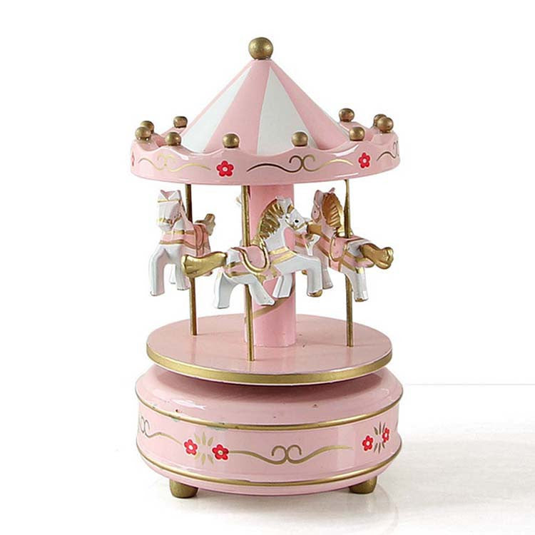 Wooden Merry-Go-Round Carousel Music Box For Kids Wedding Gift Toy