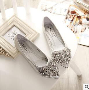 Fashion Flats Shoes Women Ballet Princess Shoes For Casual Crystal Boat Shoes Rhinestone Women Flats PLUS Size