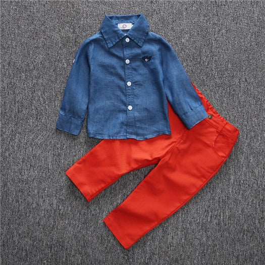 ST157 baby boy clothes fashion handsome boy set baby hot selling boy long sleeve shirt + outerwear + pants kids clothes retail - CelebritystyleFashion.com.au online clothing shop australia