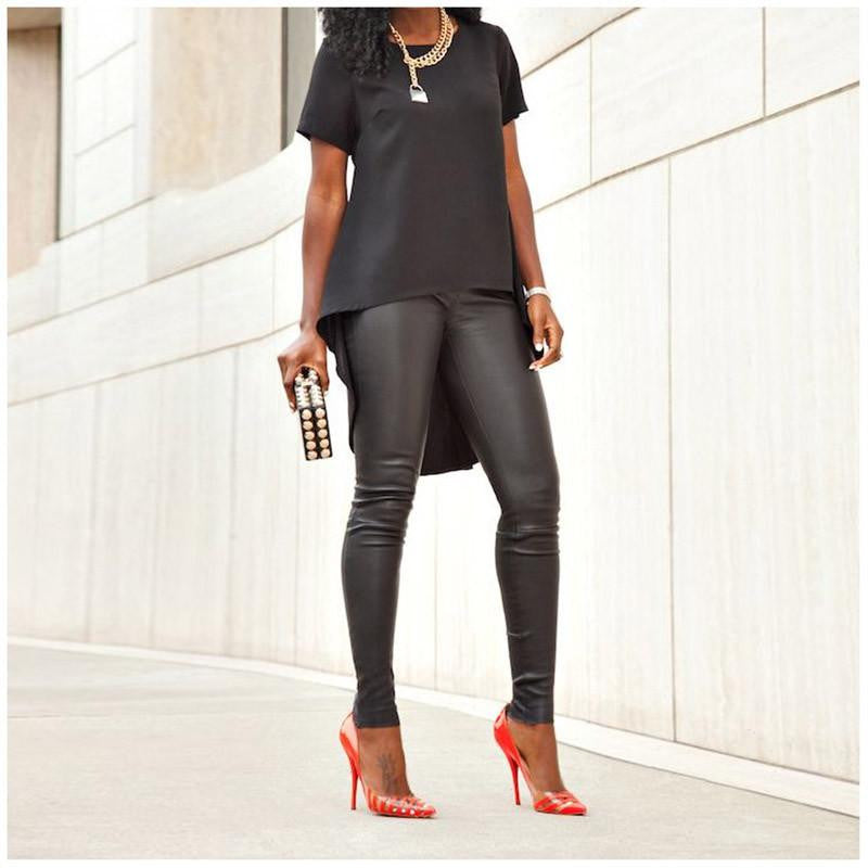 Women T-shirt Casual Irregular Hem Swallowtail Top Solid Chiffon Short Sleeve Casual Tee Tops Plus Size S-5XL
