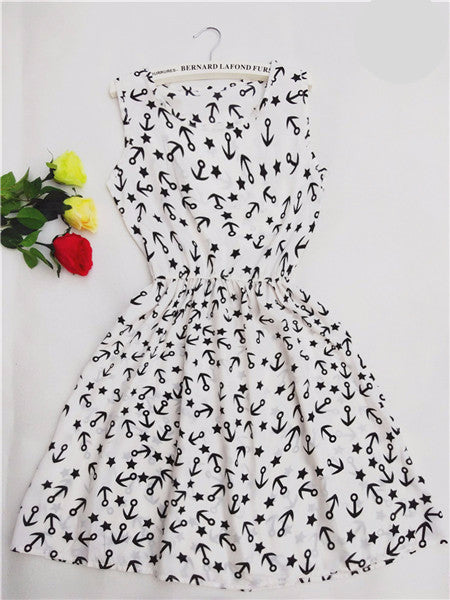 Online discount shop Australia - Fashion casual Women vestidos Sleeveless Round Neck Florals Print Dress Saias Femininas Summer Clothing