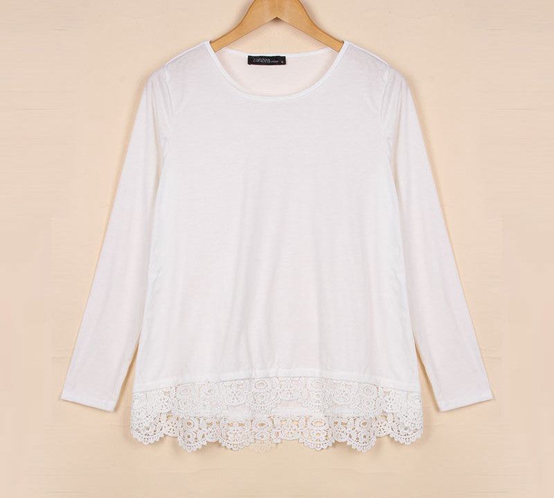 Online discount shop Australia - Blouse  Fashion Women Long Sleeve O-Neck Casual Tops Sexy Lace Crochet Shirts Plus Size