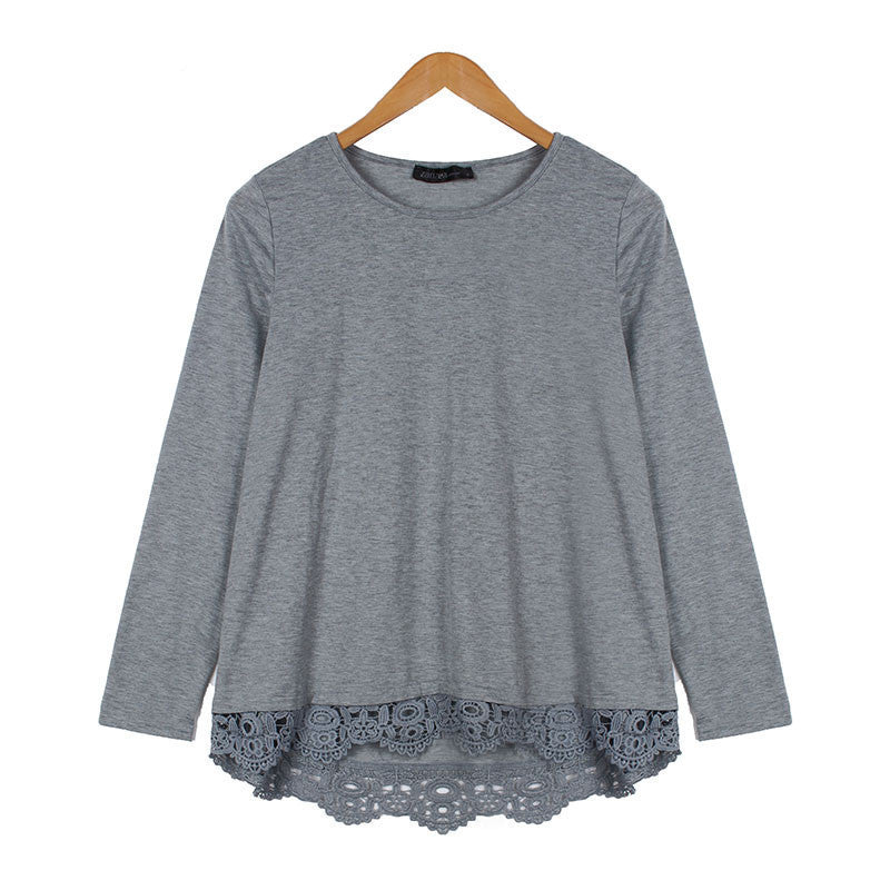 Online discount shop Australia - Blouse  Fashion Women Long Sleeve O-Neck Casual Tops Sexy Lace Crochet Shirts Plus Size