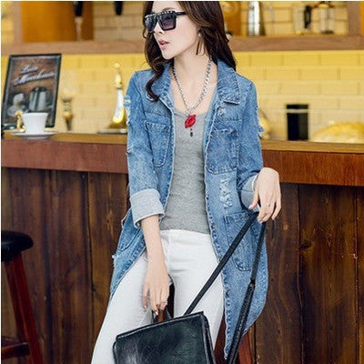 fashion women Cowboy coats Clothing half sleeve A-line long leisure female brand jaqueta women coat trench