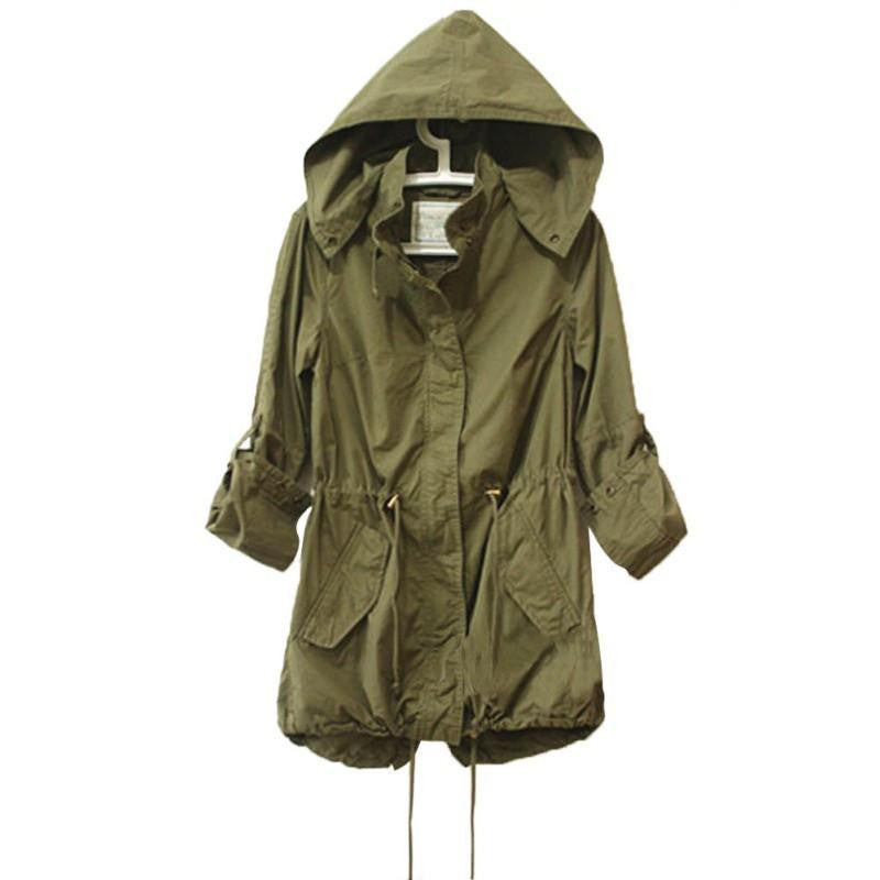 Women Jacket Warm Army Green Military Parka Trench Hooded Coat Jacket