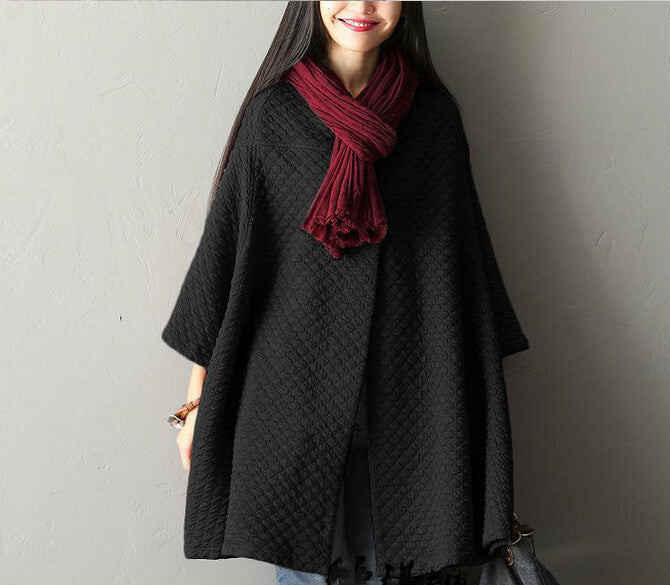 women's coat Korean version large size women bat sleeve cardigan windbreaker jacket EV636