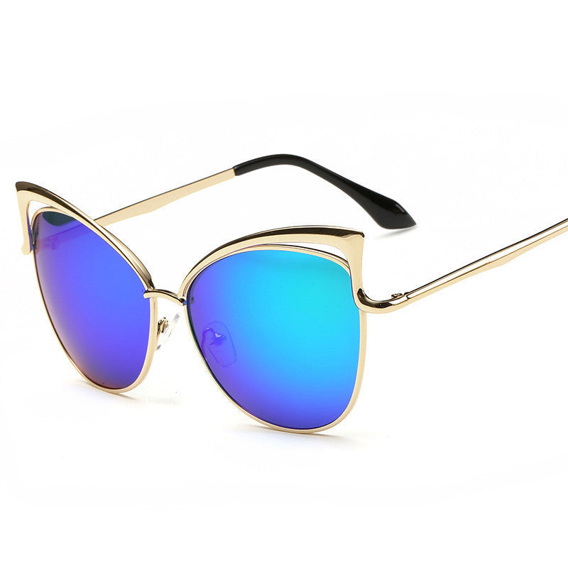 High Quality Cat Eye Female Sunglasses Gold Metal Gafas de sol Reflective Summer Pink Glasses Vintage Sexy Occhiali da sole - CelebritystyleFashion.com.au online clothing shop australia