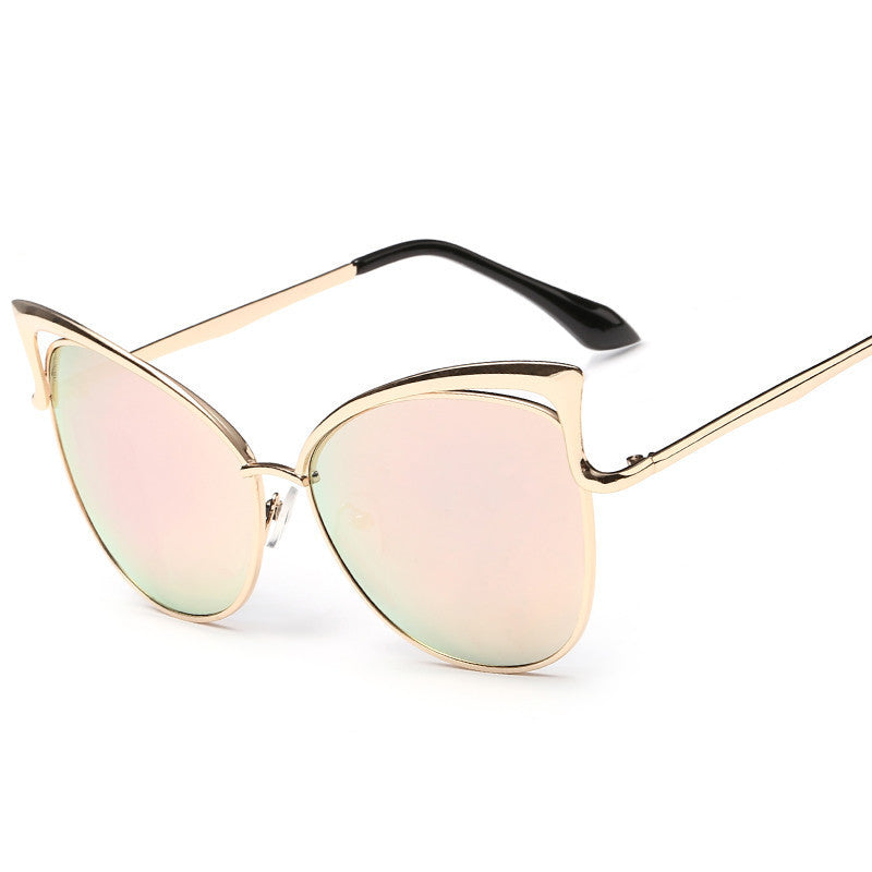 High Quality Cat Eye Female Sunglasses Gold Metal Gafas de sol Reflective Summer Pink Glasses Vintage Sexy Occhiali da sole - CelebritystyleFashion.com.au online clothing shop australia