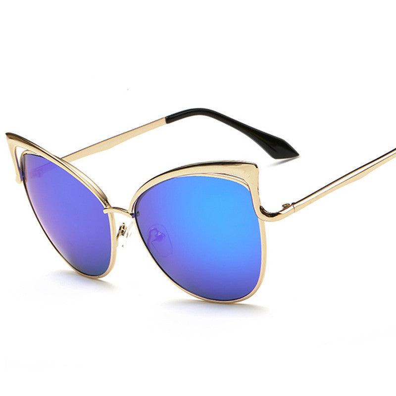 High Quality Cat Eye Female Sunglasses Gold Metal Gafas de sol Reflective Summer Pink Glasses Vintage Sexy Occhiali da sole - CelebritystyleFashion.com.au online clothing shop australia