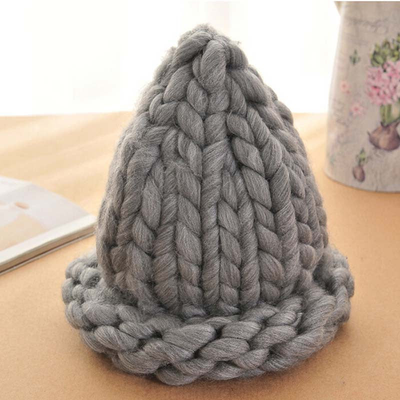 Women Winter Warm Hat Handmade Knitted Coarse Lines Cable Hats Knit Cap Candy Color Beanie Crochet Caps Women Accessories - CelebritystyleFashion.com.au online clothing shop australia