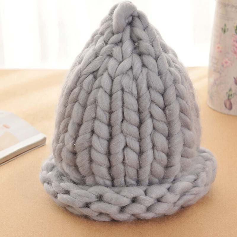 Women Winter Warm Hat Handmade Knitted Coarse Lines Cable Hats Knit Cap Candy Color Beanie Crochet Caps Women Accessories - CelebritystyleFashion.com.au online clothing shop australia