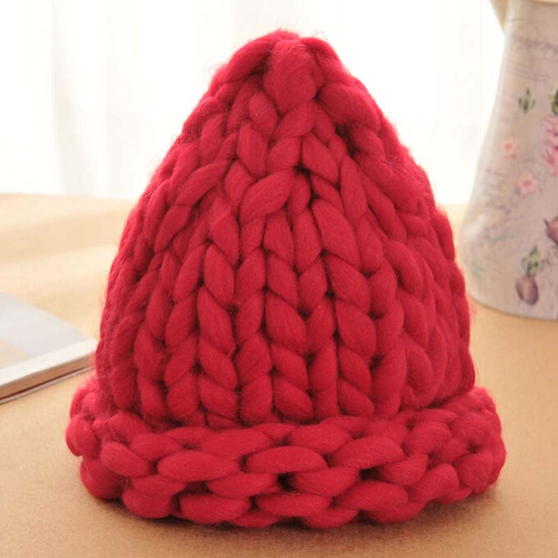 Women Winter Warm Hat Handmade Knitted Coarse Lines Cable Hats Knit Cap Candy Color Beanie Crochet Caps Women Accessories - CelebritystyleFashion.com.au online clothing shop australia
