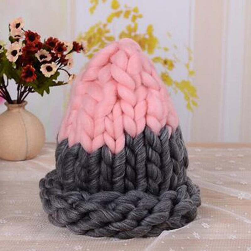 Women Winter Warm Hat Handmade Knitted Coarse Lines Cable Hats Knit Cap Candy Color Beanie Crochet Caps Women Accessories - CelebritystyleFashion.com.au online clothing shop australia