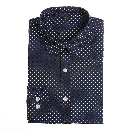 Plus Size Polka Dot Cotton Women Blouses Shirts Long Sleeve Women Shirts Turn Down Collar Cotton Casual Shirt Women Tops