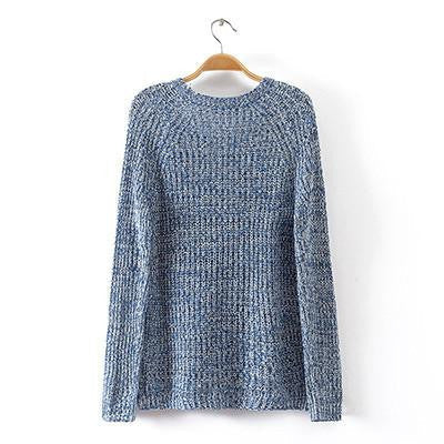 Women Mixed Color Wool Plus Size Oversized Loose Knitted Pullover Jumper Sweater O-Neck Long Sleeve Fashion Dress