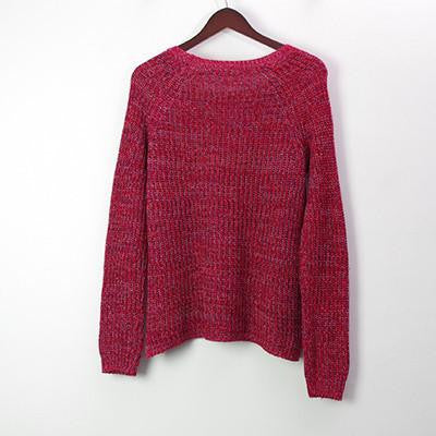 Women Mixed Color Wool Plus Size Oversized Loose Knitted Pullover Jumper Sweater O-Neck Long Sleeve Fashion Dress