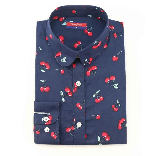 Shirt Women Animal Cotton Blouse Fashion Long Sleeve Ladies Tops Floral Print Paisley Women Blouses Casual