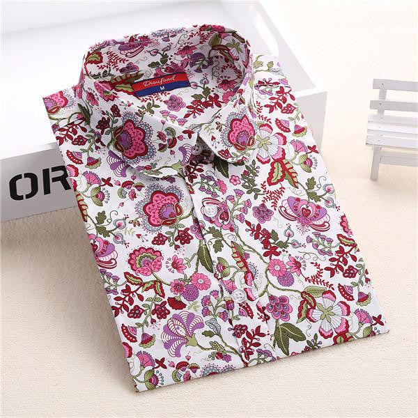 Shirt Women Animal Cotton Blouse Fashion Long Sleeve Ladies Tops Floral Print Paisley Women Blouses Casual