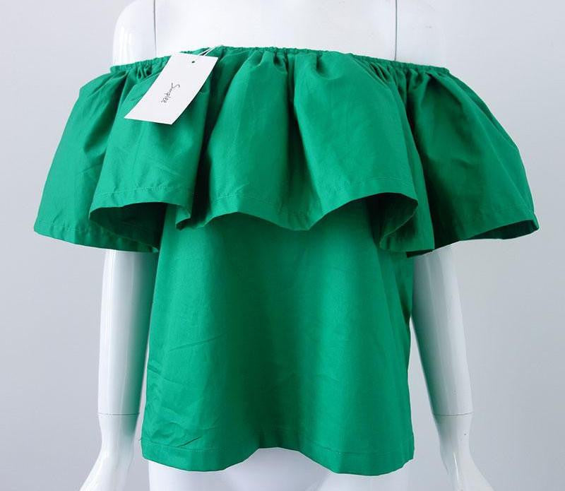 slash neck ruffles women tops tees Off shoulder beach style tops Women blouses shirt party tube top