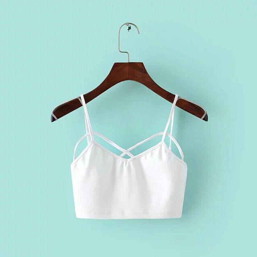 Women Cut Out White Bra Bustier Crop Top Crochet Crop Halter Tank Tops