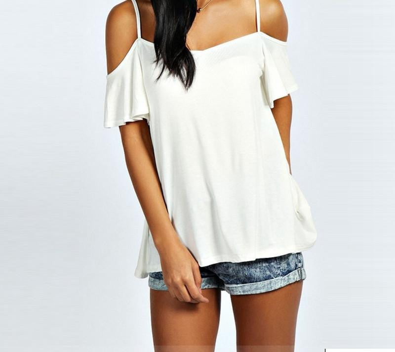 Off Shoulder T-Shirt Style Women Slash Neck Short Sleeve Casual Solid Stretch Tops Tee Plus Size S-XXL