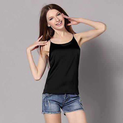 Silk Halter Top Women Camisole Style Sleeveless Vest Slim White Crop Top Women
