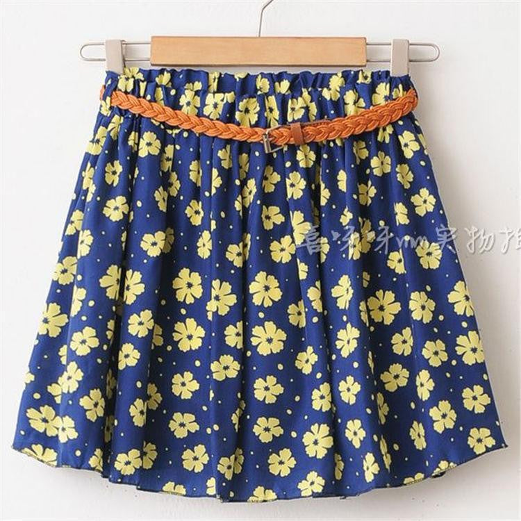 Women Skirt Casual Above Knee Mini Short Chiffon Skirt Interlining