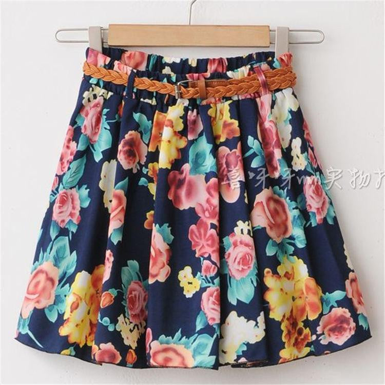 Women Skirt Casual Above Knee Mini Short Chiffon Skirt Interlining