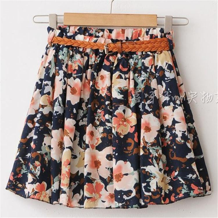 Women Skirt Casual Above Knee Mini Short Chiffon Skirt Interlining