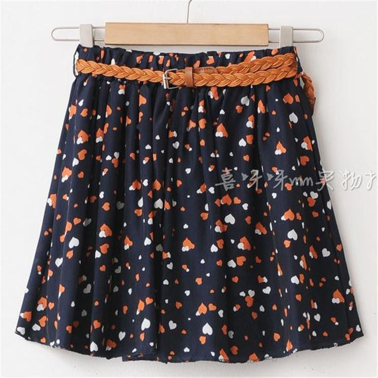 Women Skirt Casual Above Knee Mini Short Chiffon Skirt Interlining