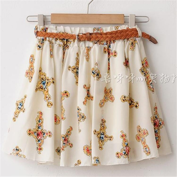Women Skirt Casual Above Knee Mini Short Chiffon Skirt Interlining