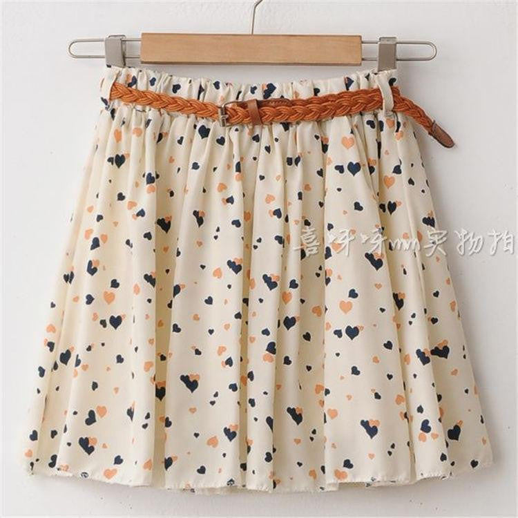 Women Skirt Casual Above Knee Mini Short Chiffon Skirt Interlining