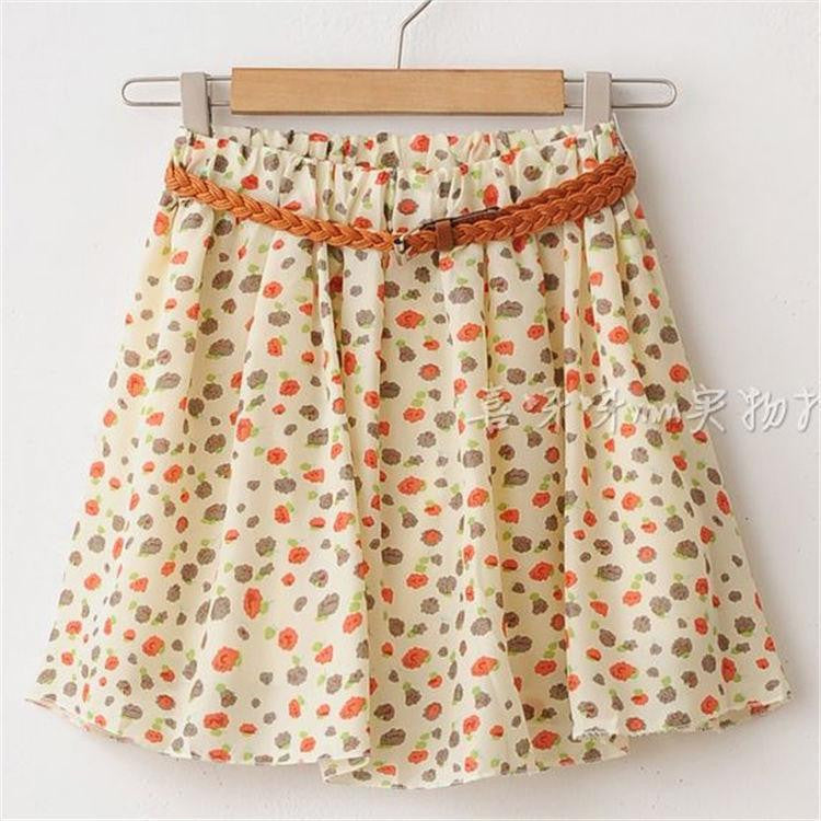 Women Skirt Casual Above Knee Mini Short Chiffon Skirt Interlining