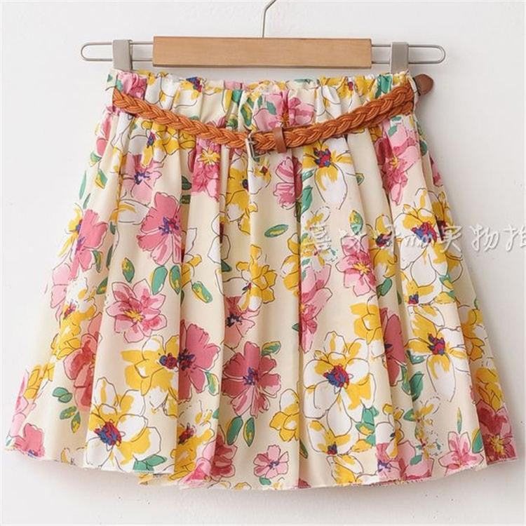 Women Skirt Casual Above Knee Mini Short Chiffon Skirt Interlining