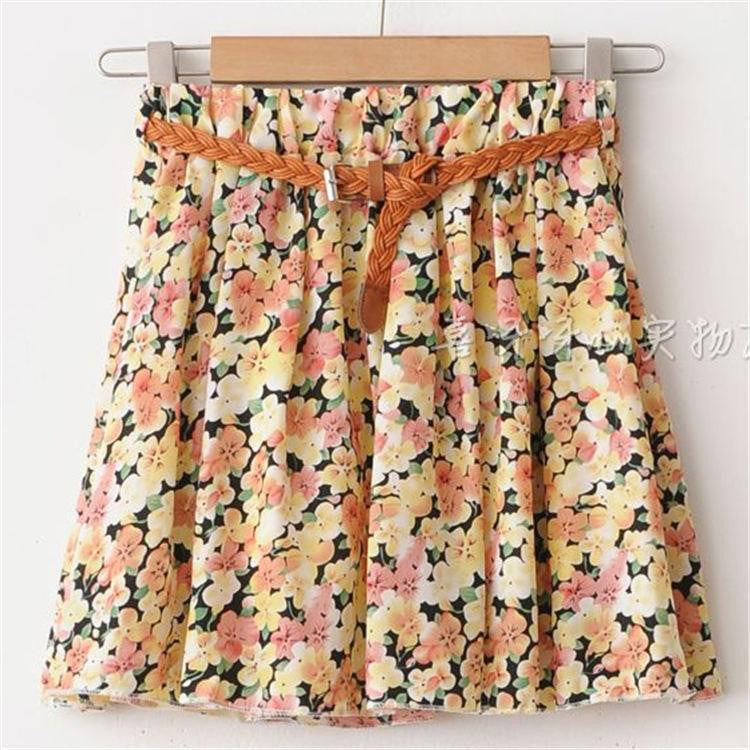 Women Skirt Casual Above Knee Mini Short Chiffon Skirt Interlining