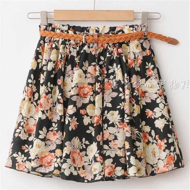 Women Skirt Casual Above Knee Mini Short Chiffon Skirt Interlining
